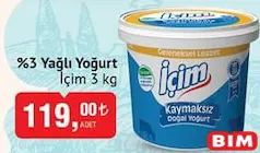 İÇİM %3 YAĞLI YOĞURT 3 KG